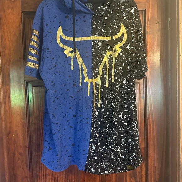 Blue and Black Splatter Hoodie - Picture 1 of 3
